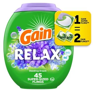 Gain Super Sized Fling Laundry Detergent 45 Count Relax Scent Oxi Power - Picture 1 of 7