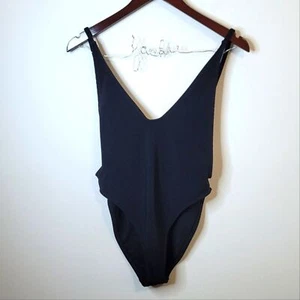 Dippin Daisy's Black Ribbed One Piece Swimsuit Size Medium - Picture 1 of 10