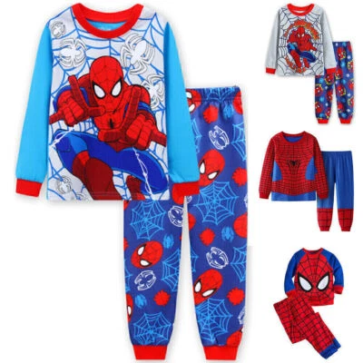 Kinder Jungen Spiderman Pyjamas Set Langarm Top Hose Schlafanzug Nachtwäsche~ - Bild 1 von 4