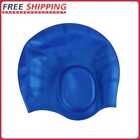 Swimming Cap Silicone Adult Waterproof Ear Protect Swim Pool Hat (Blue)