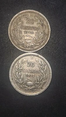 1932 ~ Chile 20 Centavos & 1940 20 Centovos Coins Lot Of 2 Coins  - Image 1 of 2