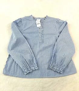 Blusa J Crew Crewcuts XL (12-14) Niñas Detalle Volantes Azul Blanco Rayas Nueva con Etiquetas - Imagen 1 de 10