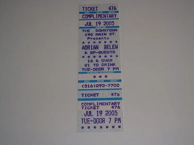 ADRIAN BELEW DE KING CRIMSON BOLETO CONCIERTO CONCIERTO SIN USAR EE. UU. ROCK POP Foto 1 de 4