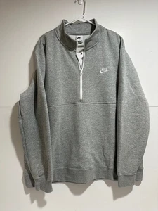 HERREN NIKE CLUB GRAU 1/2 ZIP PULLOVER SWEATER mit TASCHEN - XXL - NEU mit Etikett - Bild 1 von 15