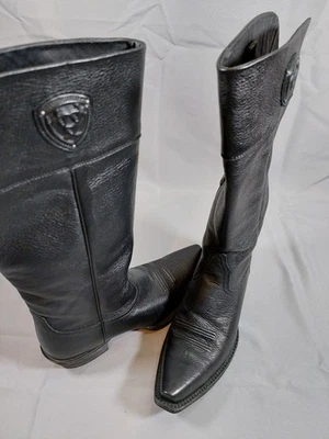 Botas femininas Ariat Chandler 8B couro preto joelho alto zíper estilo 10011935 - Imagem 1 de 4