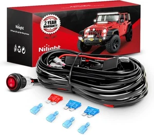 Nilight - NI -WA 06 LED Light Bar Wiring 16AWG Harness Kit - 2 Leads - Picture 1 of 9