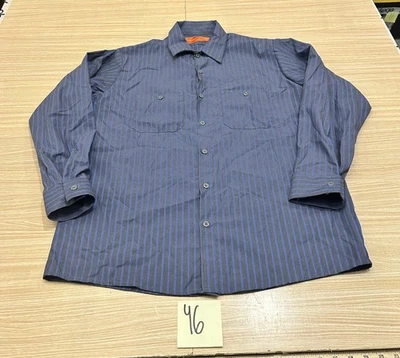Red Kap SP14 Mens Industrial Striped Long Sleeve Work Shirt Sz Large - Image 1 of 4