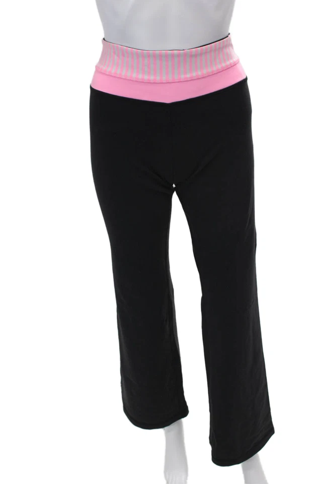 Leggings Lululemon Mujer Rayas Cintura Pull On Negro Rosa Claro Talla 8 Foto 1 de 4