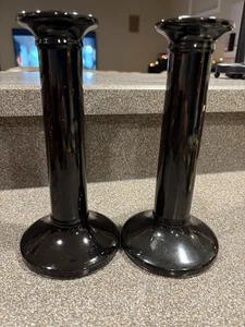 "2 candelabros cónicos de cerámica negros 8 1/2"" Halloween" - Imagen 1 de 6