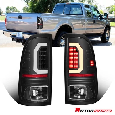 Tail Lights Brake Lamps for 1997-03 Ford F150 1999-07 F250 F350 Black LED Tube - Image 1 of 4