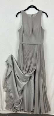 Vestido Largo Formal Azazie Talla 8 Gris Sin Mangas Falda Plisada Dama de honor (461) Foto 1 de 4