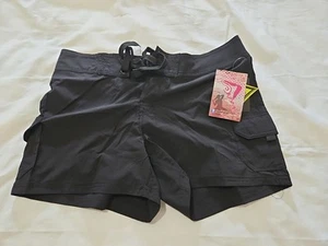 Kanu Surf Girls' UPF 50 Quick Dry Beach Coverup Boardshort Black Sz4 - Picture 1 of 5