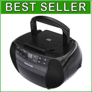 Stylish Portable CD Boombox with AM/FM Stereo & Cassette Player - Black Color - Picture 1 of 9