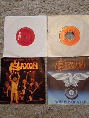 Saxon  4  7" VinylSingles - Wheels Of Steel, And The Bands Played On  - Image 1 of 3