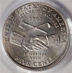 2004 PCGS MS 63 Partial Collar Handshake Nickel Mint Error Very Rare Date - Picture 1 of 4