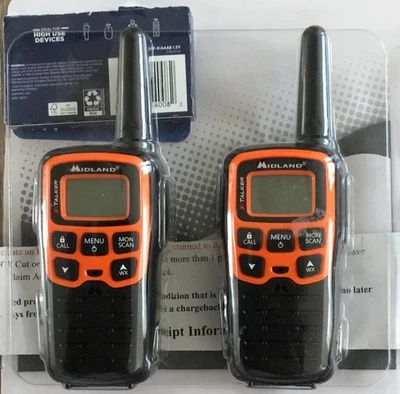 Midland X-talker T51 MMAT55 Two Way Radios Black & Orange Including New Battery - Image 1 of 4