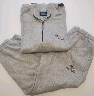 Polo Sport Ralph Lauren Dos Piezas Polar Traje de Pista Chaqueta Talla XL De Colección EE. UU.  Foto 1 de 4