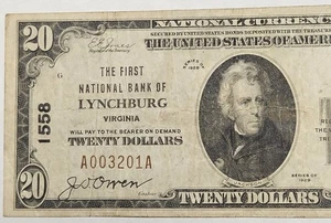 1929 $20 Dollar National Currency Note National Bank of Lynchburg VA #1558 - Picture 1 of 4