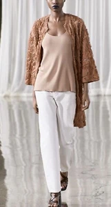 ZARA NEW WOMAN TEXTURED COAT WITH FAUX PEARLS AND BEADS OCHRE Size S. 3920/062 - Picture 1 of 6