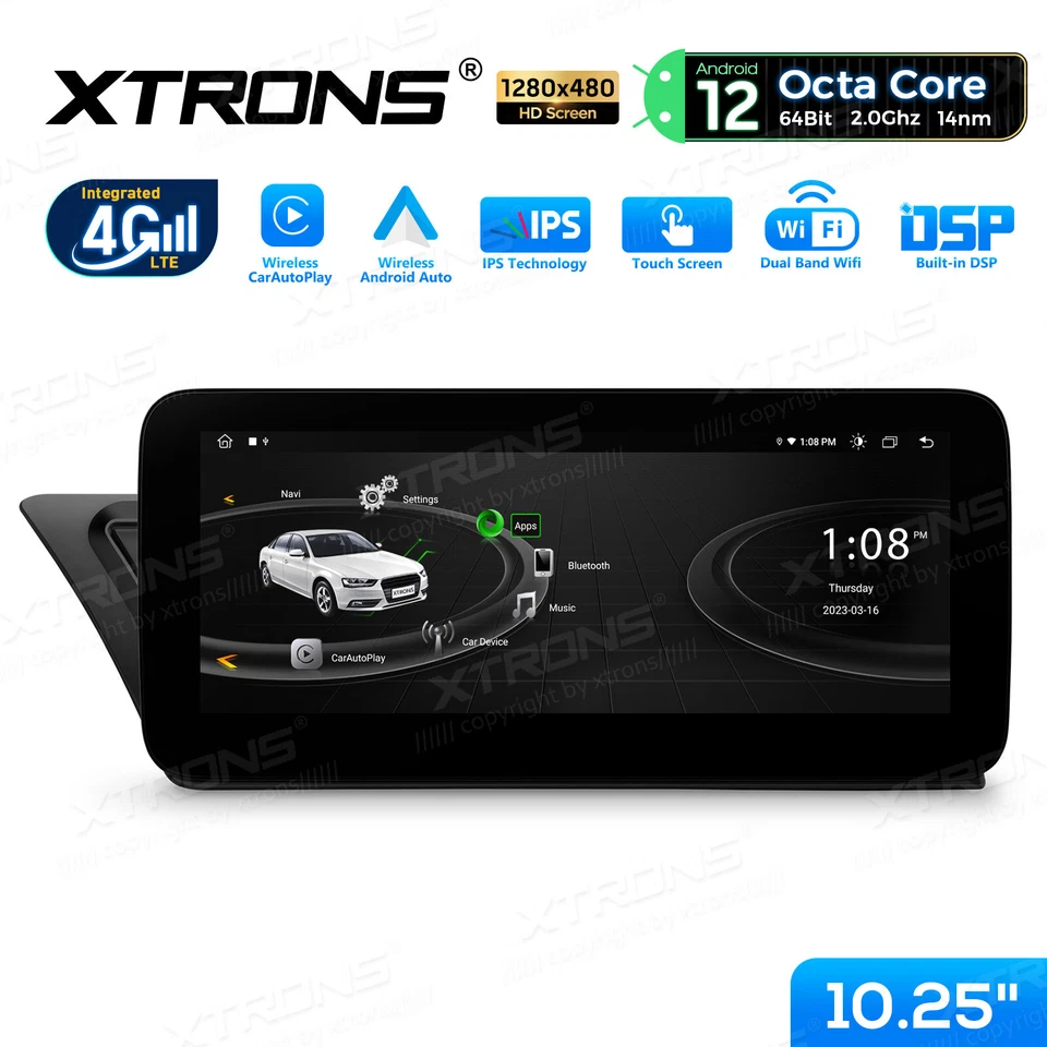 Android 14 8 núcleos CarPlay coche estéreo GPS navegación para Audi A4 S4 RS4 A5 S5 RS5 10,25" Foto 1 de 4