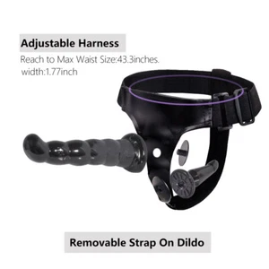 Strap-On-Double-Dildo-Dong-Penetration-Harness-Anal-Lesbian-Sex-Toys - Picture 1 of 12