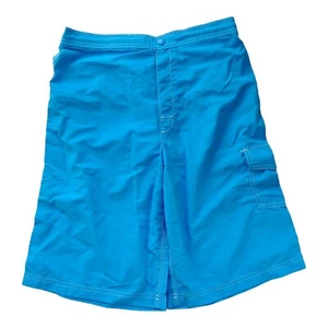 New Lands End Boys Swim Shorts Cargo Trunks Aqua Blue Youth XL 18-20 Mesh Lined  - Picture 1 of 13