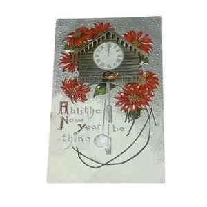 Postal A Blithe Año Nuevo Be Thine Tarjeta en relieve c1909 Vintage A225 - Imagen 1 de 2