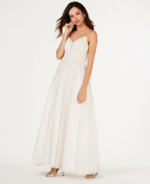 Vestido glitter branco tamanho 3 MSRP $139 Teeze Me Juniors - Imagem 1 de 1