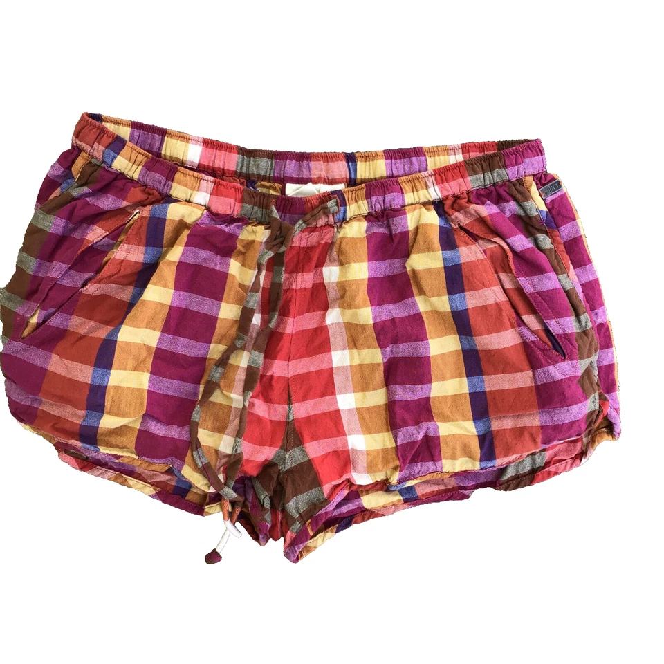 Roxy Shorts Womens M Medium Plaid Summer Casual Pockets - Image 1 of 4
