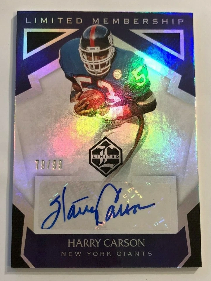 2019 Limited HOF Hall of Fame Membership HARRY CARSON AUTO #79/99 Made Giants  - Image 1 of 1