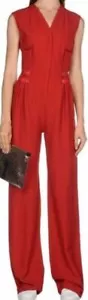 Mono MAISON MARGIELA Rojo Mezcla Lana Detalle Corsé Sin Mangas Pierna Ancha 40/8 - Imagen 1 de 11