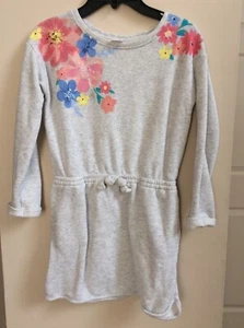 Gymboree  Girls Grey Flower Sweatshirt Shirt Or Dress  Pockets Size 8  Sz - Picture 1 of 2