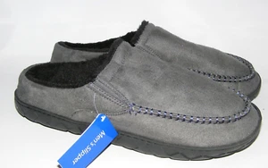 Slipper Gray 13 / 14 M Moccasin Fuzzy Memory Foam Indoor Outdoor Slip On MS969 - Picture 1 of 11