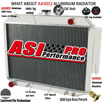 4 Row Aluminum Radiator for 1966-1970 Dodge Monaco Polara Chrysler 5.2 6.3L 7.2L - Image 1 of 4