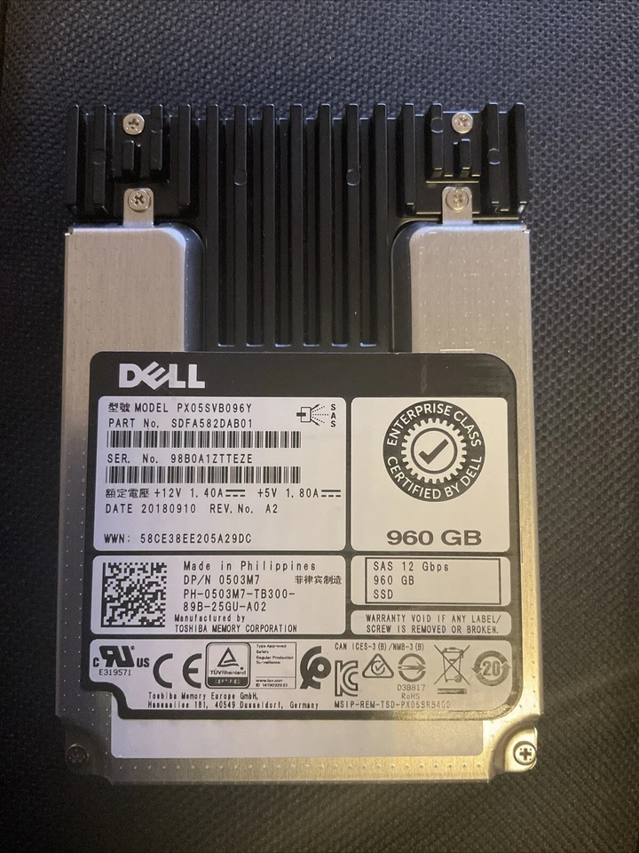 Dell SAS SSD - 960 GB - 12G # PX05SRB096Y - DP/N 0503M7 - Bild 1 von 4