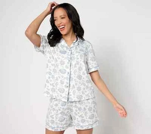 Berkshire Homewear Silky Smooth Notch Collar Pajama Set Blue Boho XL A644031 - Picture 1 of 2