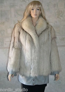 SAGA FOX - Norwegian Arctic Fox Fur and Leather Jacket, sz 12 - Picture 1 of 11