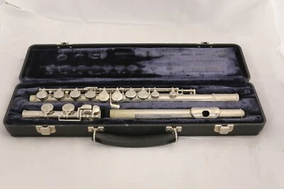 Flauta Artley banhada a prata 18-0 com estojo vintage EUA - Imagem 1 de 4