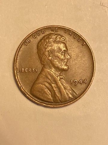 1944 Lincoln Wheat Penny No Mint Mark One Cent Coin Rim Error “L” In Liberty Cover