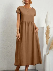 Women Summer Casual Dress Cotton Linen Maxi Dress Elegant Dresses for Women - Picture 1 of 29
