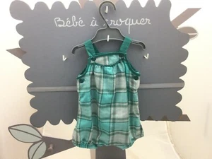 Kitchoun combishort à brides à carreaux turquoise fil argenté bébé 1 mois - Picture 1 of 2