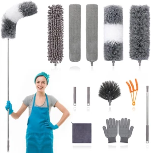 12Pcs Microfiber Dusters, Duster with Extension Pole(Stainless Steel) 30 to 100' - Picture 1 of 7