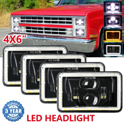 4 peças para Chevy K5 K10 K20 Blazer 4x6" faróis de LED Hi/Lo DRL âmbar seta - Imagem 1 de 4