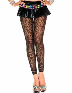 Seamless Floral Lace Footless Tights + Lace Trim Sexy Designer Lingerie P35029 - Picture 1 of 4