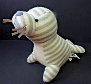Little Jellycat Shiver Seal Chime Rattle Gray White Striped 10" - Picture 1 of 4