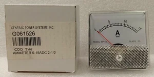 Generac Power Systems 061526 Ammeter 0-15ADC 2-1/2” Generator Parts - Picture 1 of 1