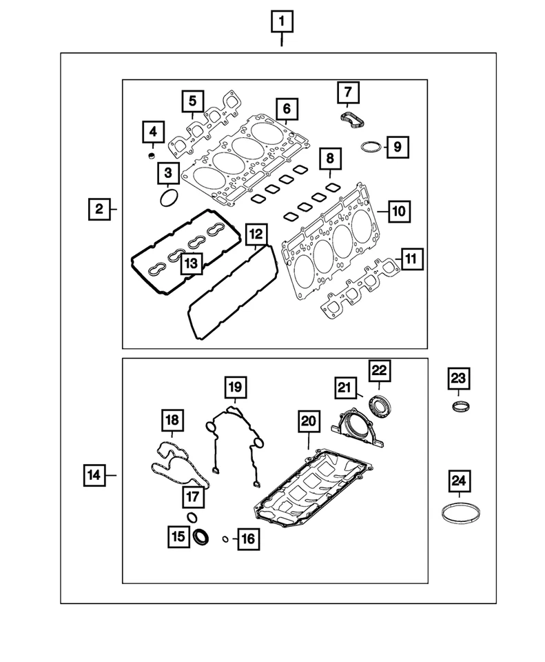 Genuine Mopar Long Block Engine Gasket Kit 68294132AB - Image 1 of 1