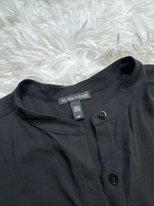 EILEEN FISHER Size Small Long Tunic Button Front Sleeveless Oversized 100% Silk - Picture 1 of 7