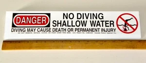 Lot ~ NO DIVING : SHALLOW WATER with Symbol 16" x 3½" ~ 5 Durable Plastic Signs - Picture 1 of 8