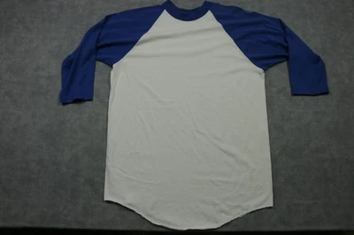 Camisa Soffe Para Hombres Grande Azul Blanco Raglán Béisbol Manga 3/4 Blanco Cuello Redondo Camiseta Foto 1 de 4